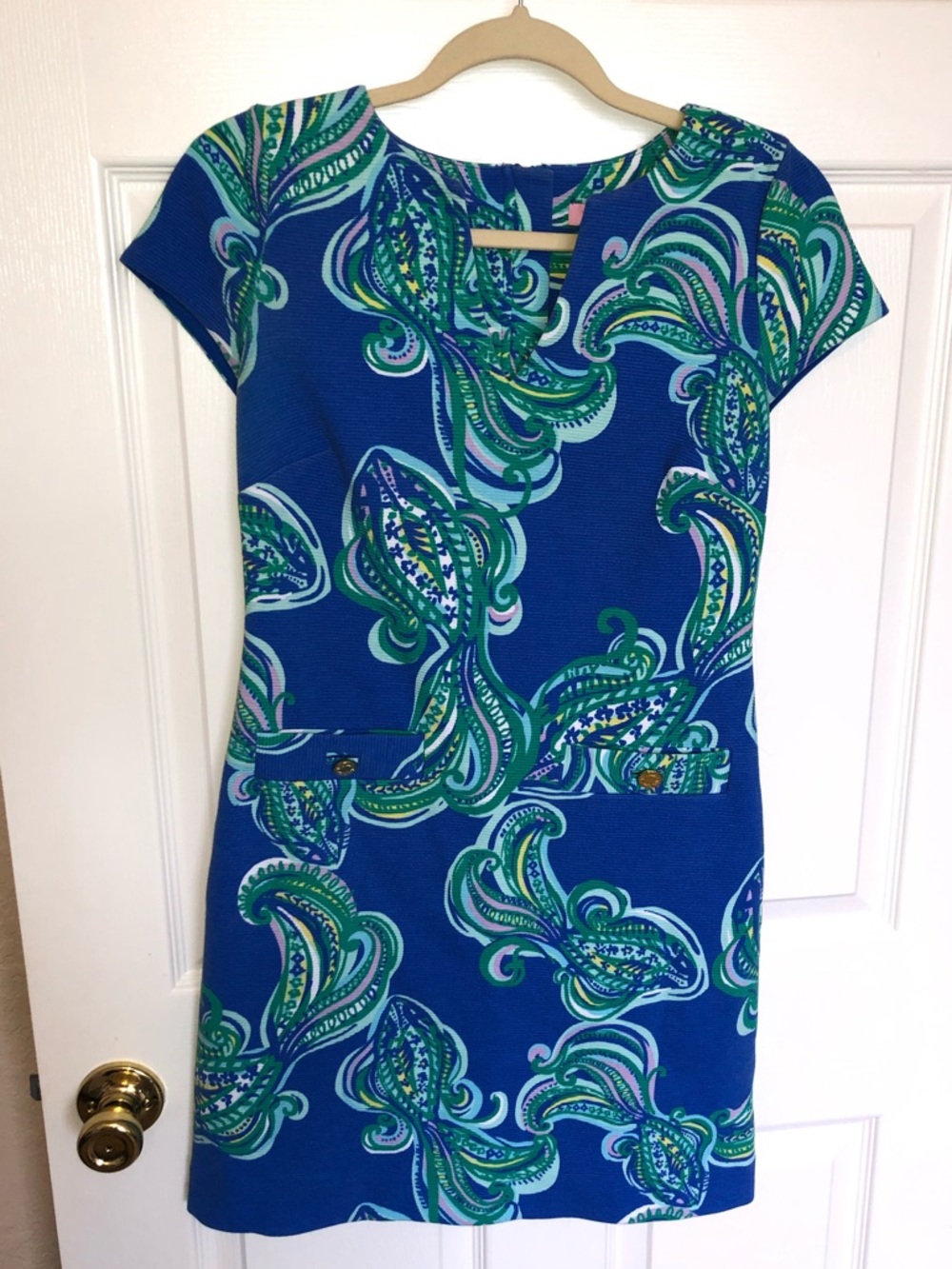 Lilly Pulitzer Blue Paisley Mini Dress with Green Accents